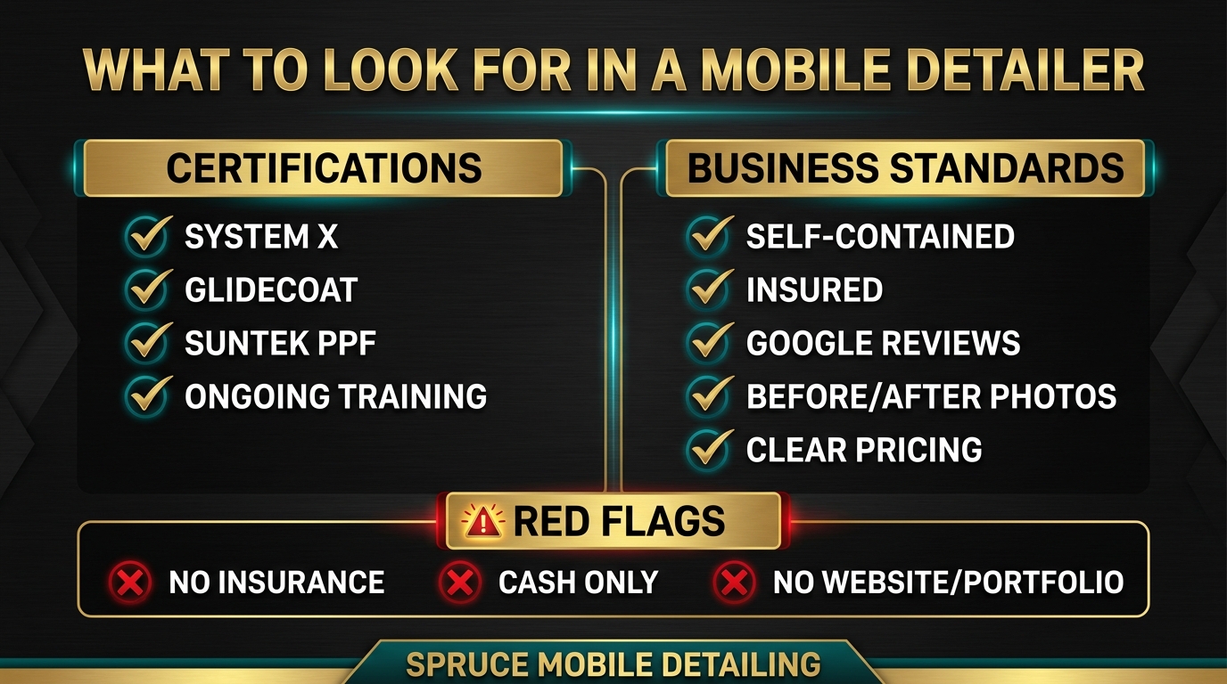 What to look for in a mobile detailer certifications insurance reviews checklist