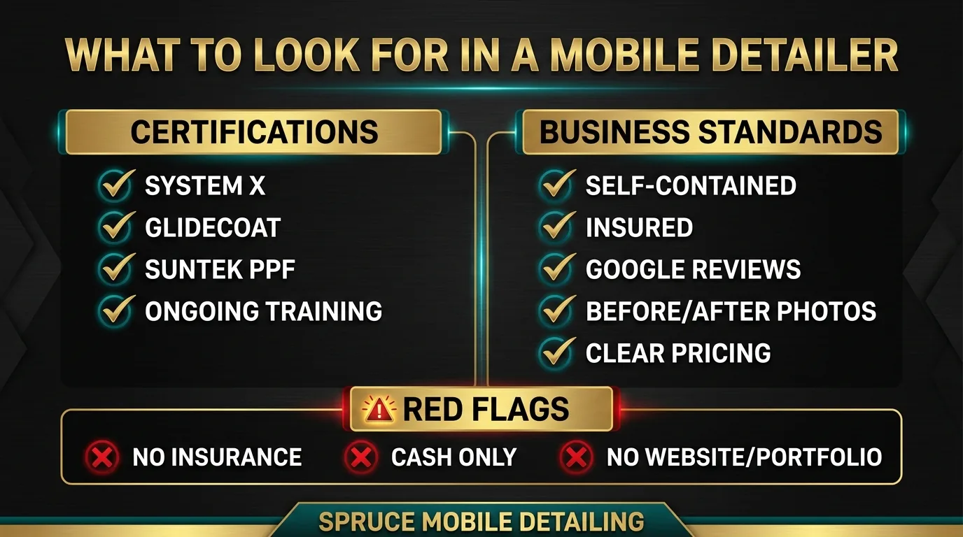 What to look for in a mobile detailer certifications insurance reviews checklist