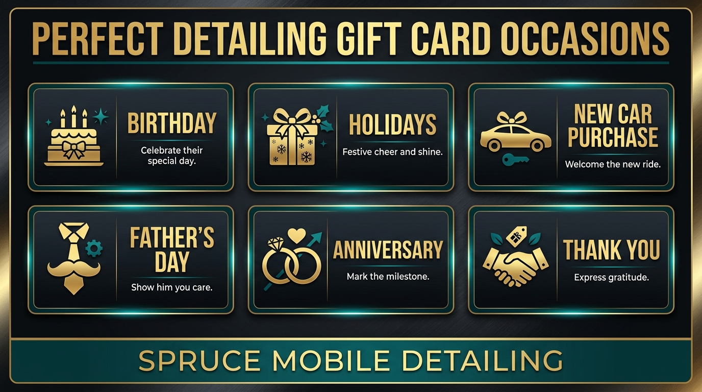Car detailing gift card occasions guide Fathers Day birthday holiday Castle Rock Douglas County