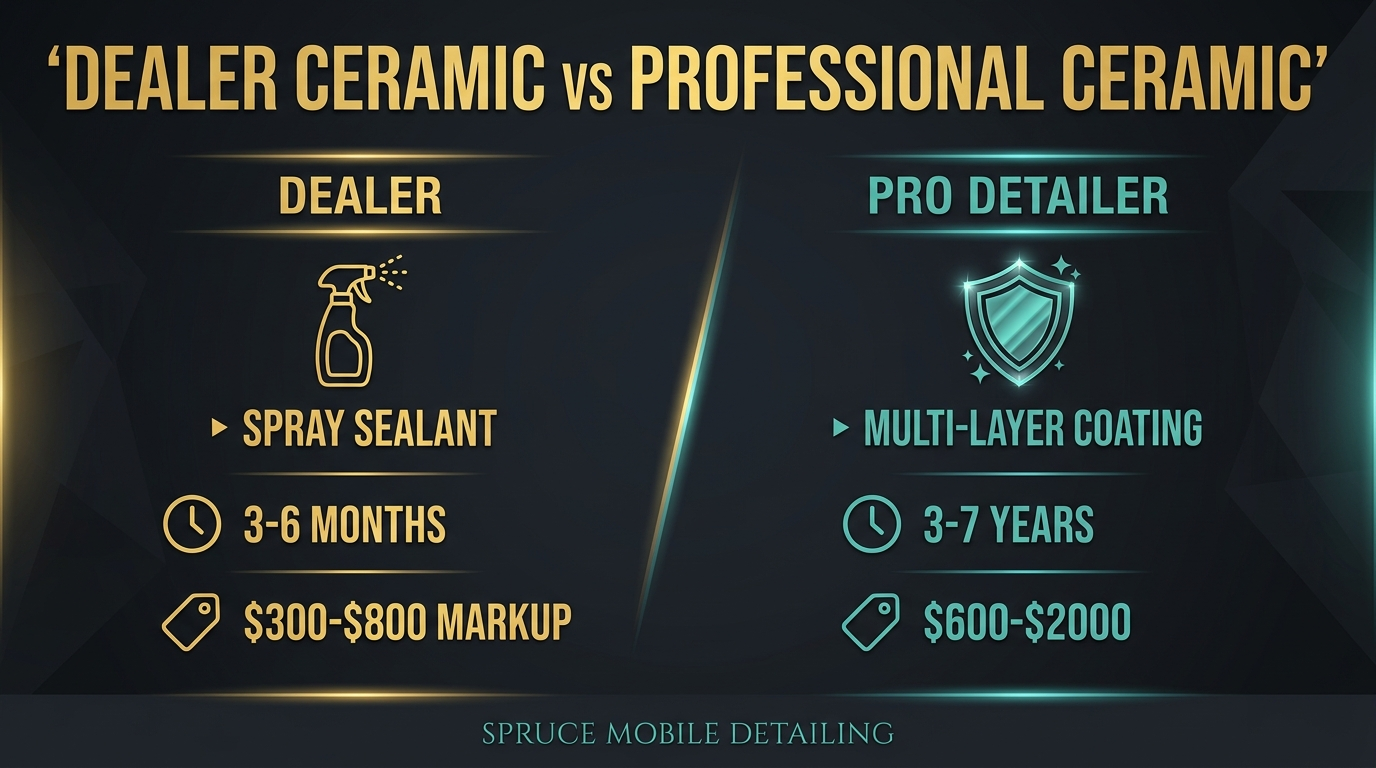 Dealer prep vs professional ceramic coating comparison new car protection Castle Rock