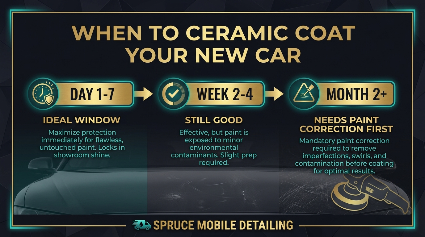 When to ceramic coat new car timing guide day one vs months later cost comparison