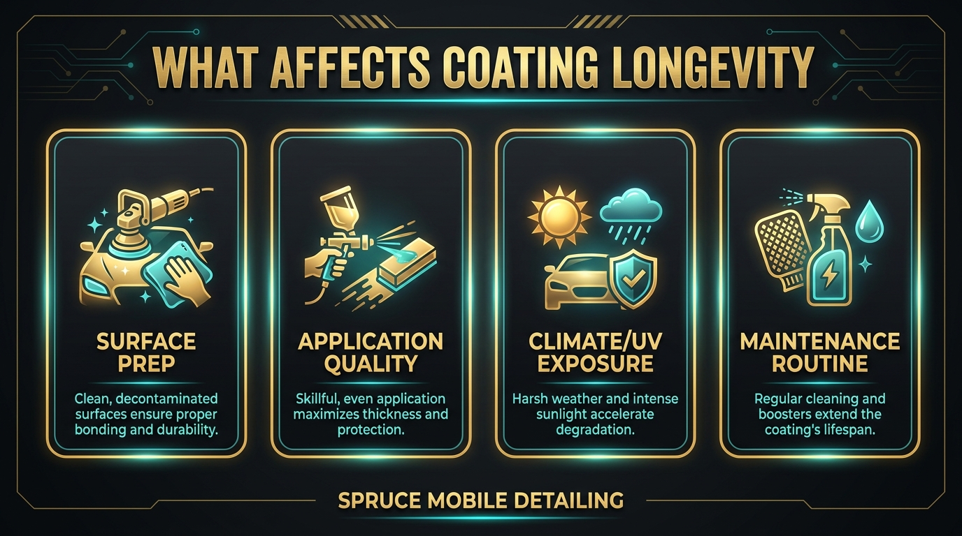 Factors affecting ceramic coating longevity surface prep application climate maintenance