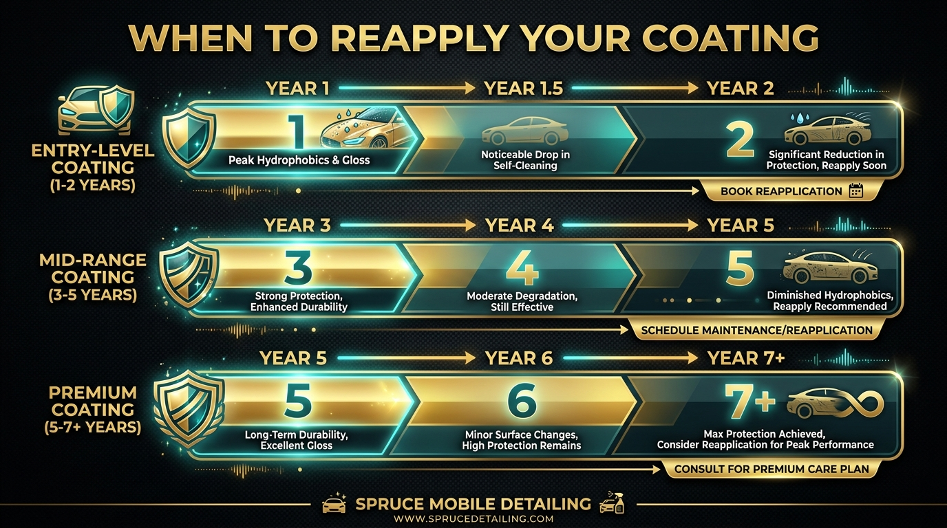 When to reapply ceramic coating entry mid-range premium timeline by tier