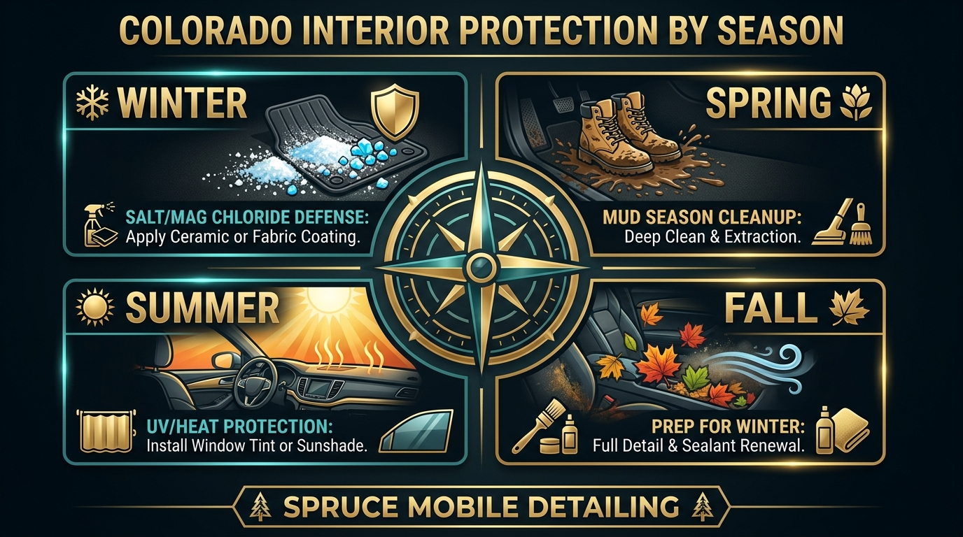 Year-round Colorado vehicle interior protection strategy by season