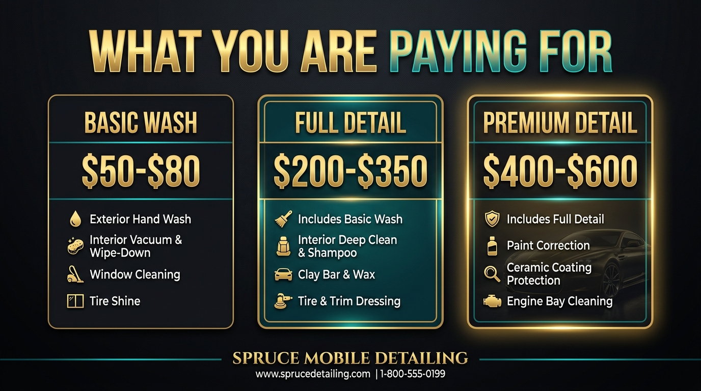 Car detailing pricing tiers what is included at each level Castle Rock 2026