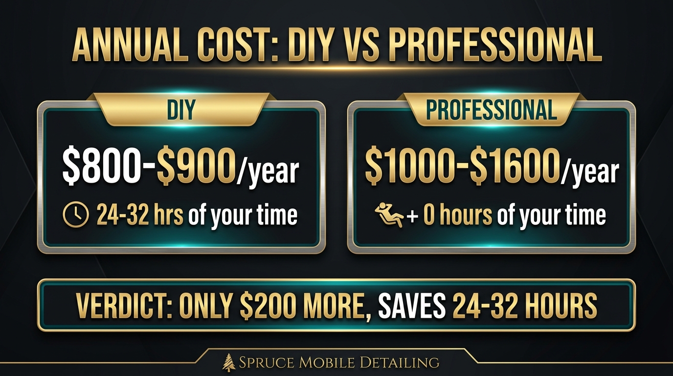 DIY vs professional detailing annual cost comparison 4 details per year