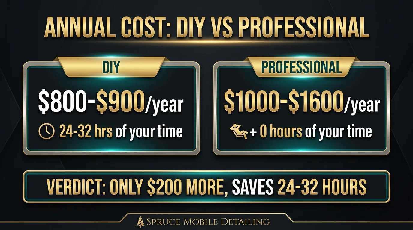 DIY vs professional detailing annual cost comparison 4 details per year