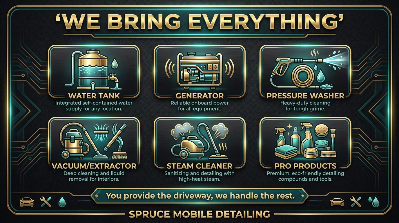 Mobile detailing equipment checklist water tanks generator products we bring everything