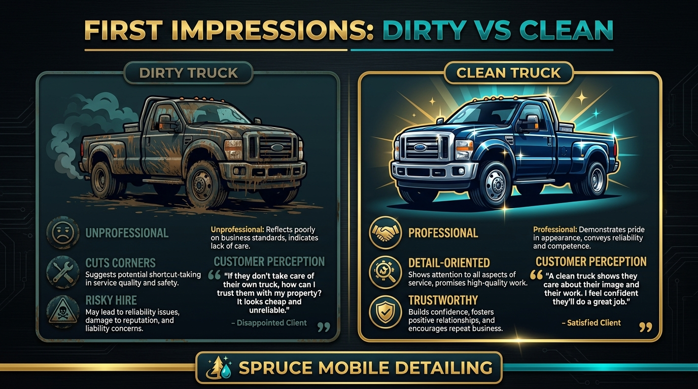 Dirty vs clean fleet customer perception professionalism trust hire likelihood comparison