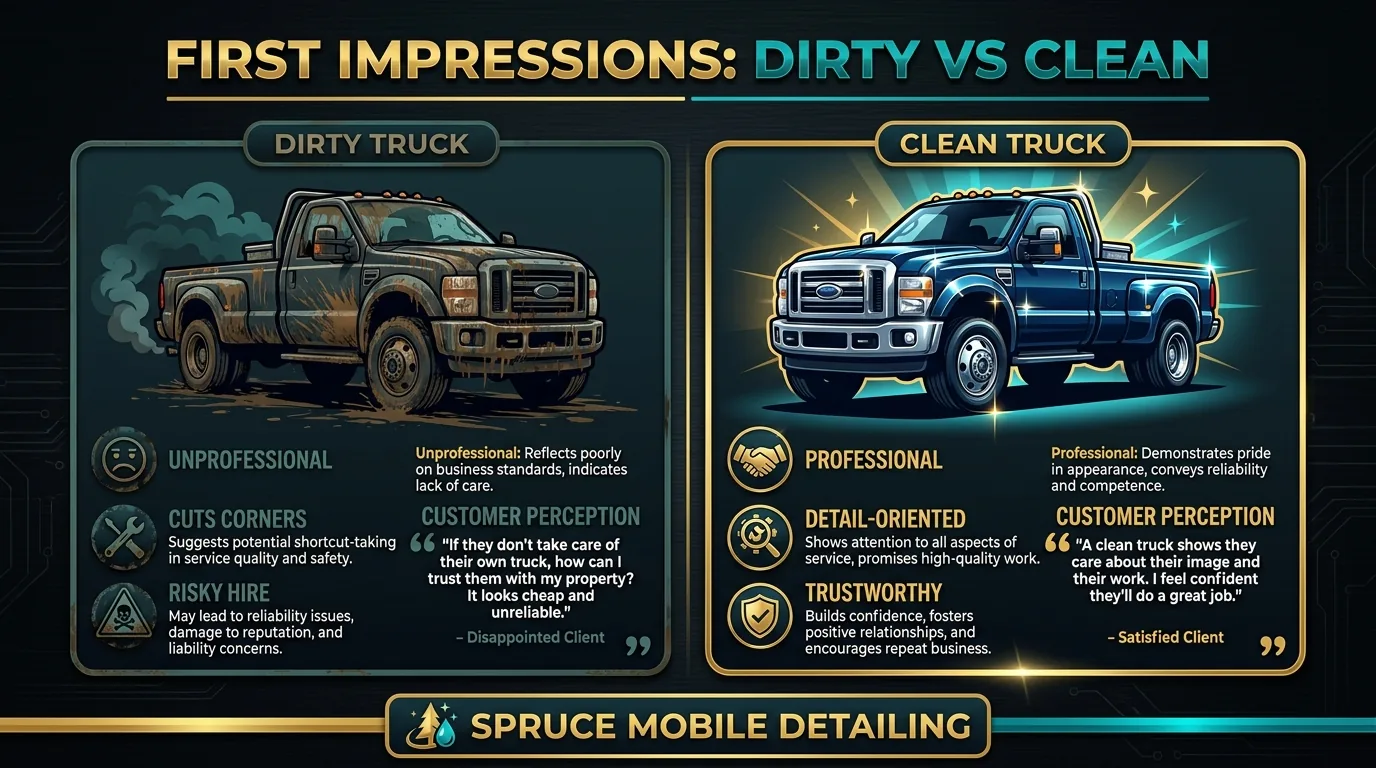 Dirty vs clean fleet customer perception professionalism trust hire likelihood comparison